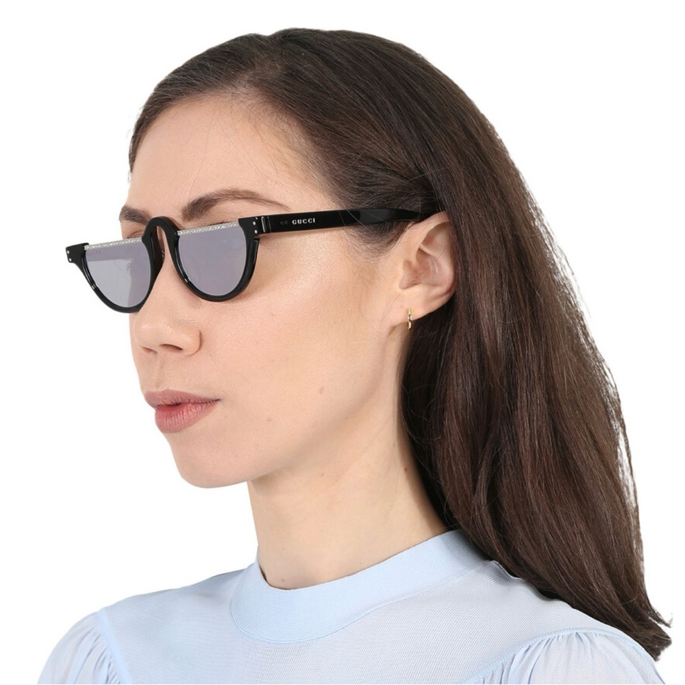 GUCCI GG1368S Oval Semi- rimless sunglasses in black acetate - Picture 2 of 13